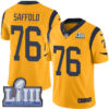 #76 Limited Rodger Saffold Gold Nike NFL Men’s Jersey Los Angeles Rams Rush Vapor Untouchable Super Bowl LIII Bound