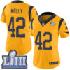 #42 Limited John Kelly Gold Nike NFL Women’s Jersey Los Angeles Rams Rush Vapor Untouchable Super Bowl LIII Bound