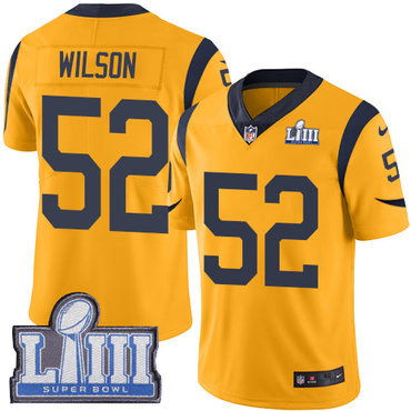 #52 Limited Ramik Wilson Gold Nike NFL Men’s Jersey Los Angeles Rams Rush Vapor Untouchable Super Bowl LIII Bound