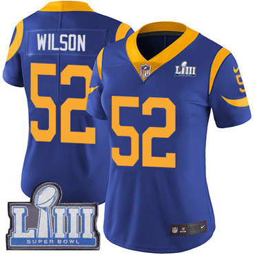 #52 Limited Ramik Wilson Royal Blue Nike NFL Alternate Women’s Jersey Los Angeles Rams Vapor Untouchable Super Bowl LIII Bound