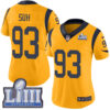 #93 Limited Ndamukong Suh Gold Nike NFL Women’s Jersey Los Angeles Rams Rush Vapor Untouchable Super Bowl LIII Bound