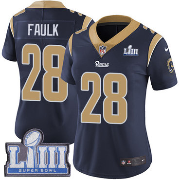 #28 Limited Marshall Faulk Navy Blue Nike NFL Home Women’s Jersey Los Angeles Rams Vapor Untouchable Super Bowl LIII Bound