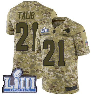 #21 Limited Aqib Talib Camo Nike NFL Men’s Jersey Los Angeles Rams 2018 Salute to Service Super Bowl LIII Bound