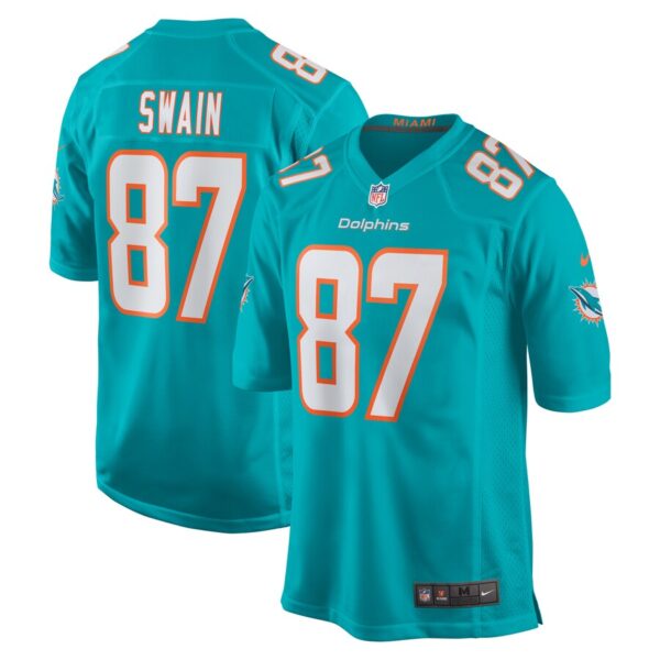 Miami Dolphins #87 Freddie Swain Game Jersey – Aqua