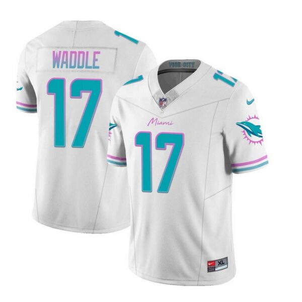 Miami Dolphins #17 Jaylen Waddle White 2023 FUSE Vapor Limited Stitched Football Jersey
