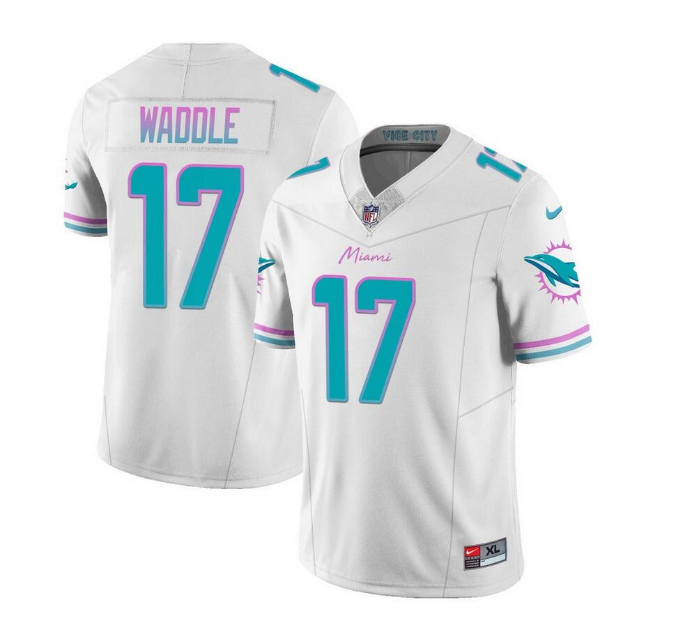 Miami Dolphins #17 Jaylen Waddle White 2023 FUSE Vapor Limited Stitched Football Jersey