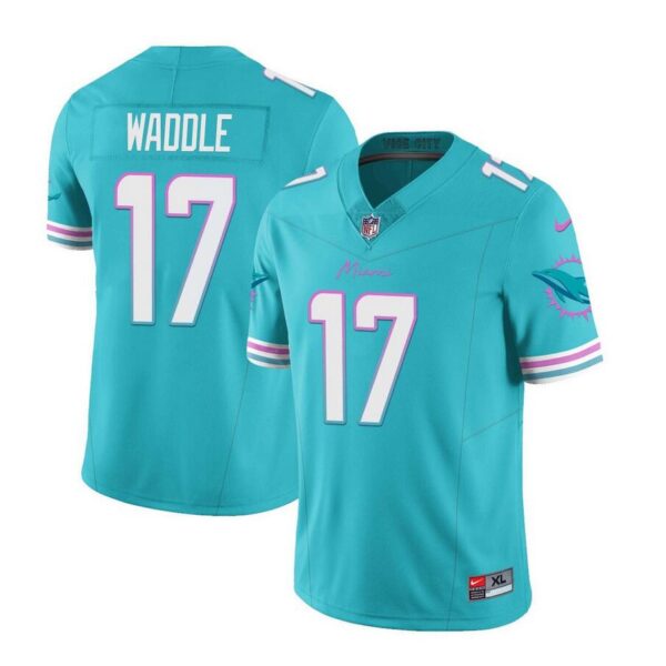 Miami Dolphins #17 Jaylen Waddle Aqua 2023 FUSE Vapor Limited Stitched Football Jersey
