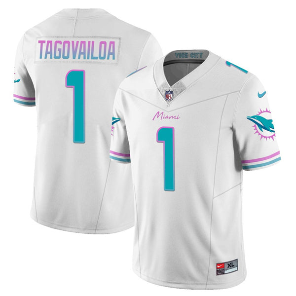 Miami Dolphins #1 Tua Tagovailoa White 2023 FUSE Alternate Vapor Limited Stitched Jersey