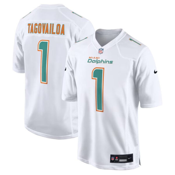 Miami Dolphins #1 Tua Tagovailoa Fashion Game Jersey – White