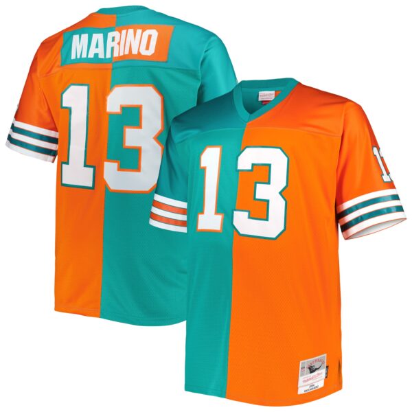 Dan Marino Miami Dolphins Mitchell Ness Big Tall Split Legacy Retired Player Replica Jersey Aqua Orange