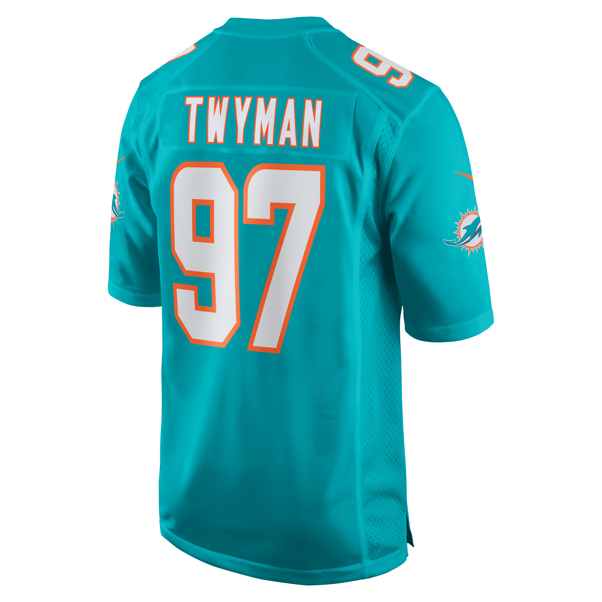 Jaylen Twyman Miami Dolphins Nike Home Game Player Jersey Aqua - Image 3