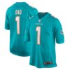 Number 1 Dad Miami Dolphins Nike Game Jersey Aqua