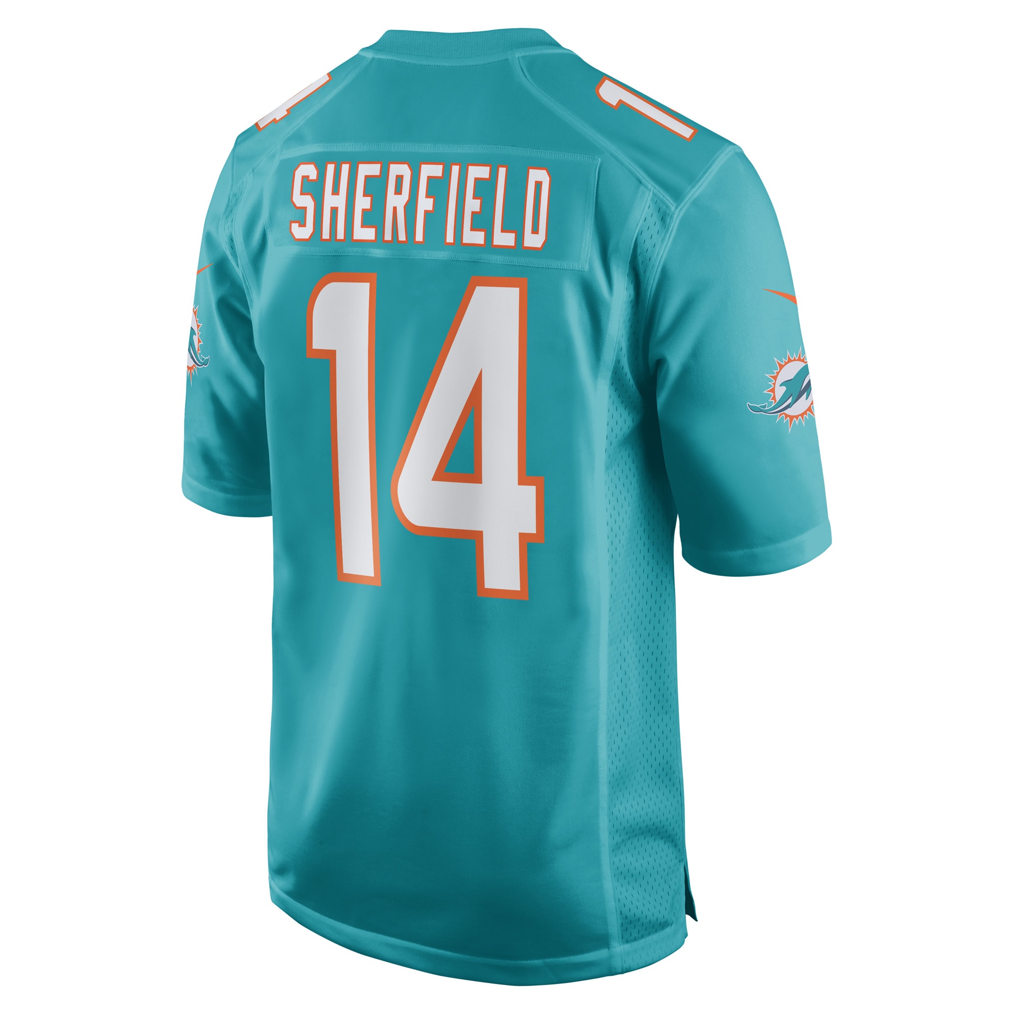Trent Sherfield Miami Dolphins Nike Game Player Jersey Aqua - Image 3