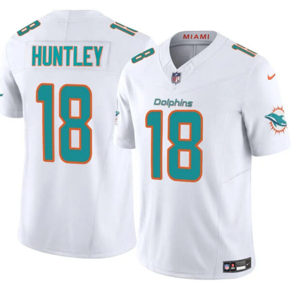 Miami Dolphins #18 Tyler Huntley White 2024 FUSE Vapor Limited Stitched Football Jersey