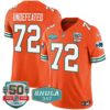 Men’s Dolphins Throwback Shula 347 Patch Vapor Jersey – All Stitched – Orange – Undefeated