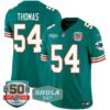 Men’s Dolphins Throwback Shula 347 Patch Vapor Jersey – All Stitched – Aqua – Zach Thomas