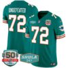Men’s Dolphins Throwback Shula 347 Patch Vapor Jersey – All Stitched – Aqua – Undefeated