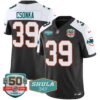 Men’s Dolphins Throwback Shula 347 Patch Vapor Jersey – All Stitched – Black Alternate – Larry Csonka