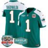 Men’s Dolphins Throwback Shula 347 Patch Vapor Jersey – All Stitched – Aqua Alternate – Tua Tagovailoa