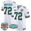 Men’s Dolphins Throwback Shula 347 Patch Vapor Jersey – All Stitched – White – Undefeated