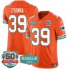Men’s Dolphins Throwback Shula 347 Patch Vapor Jersey – All Stitched – Orange – Larry Csonka