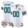 Dolphins Throwback 50th Perfect Season & Florida Patch Vapor Custom Jersey – All Stitched – Men – White