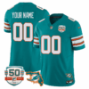 Dolphins Throwback 50th Perfect Season & Florida Patch Vapor Custom Jersey – All Stitched – Men – Aqua