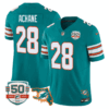 Men’s Miami DolphinsThrowback 50th Perfect Season & Florida Patch Vapor Jersey – Aqua – De’Von Achane
