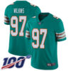 Nike Dolphins #97 Christian Wilkins Aqua Green Alternate Men’s Stitched NFL 100th Season Vapor Limited Jersey