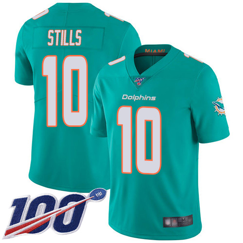 Nike Dolphins #10 Kenny Stills Aqua Green Team Color Men’s Stitched NFL 100th Season Vapor Limited Jersey