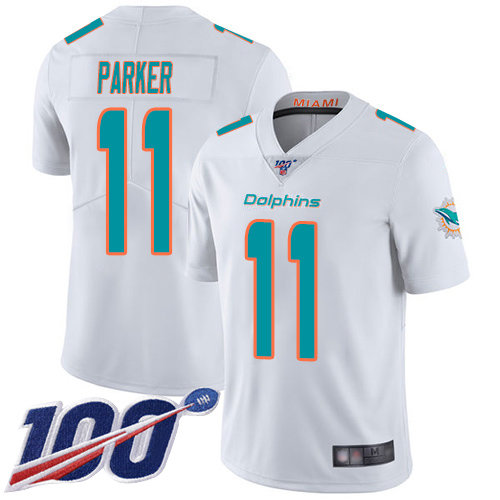Nike Dolphins #11 DeVante Parker White Men’s Stitched NFL 100th Season Vapor Limited Jersey