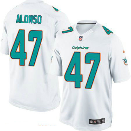 Men’s Miami Dolphins #47 Kiko Alonso White Road Stitched NFL Nike Game Jersey