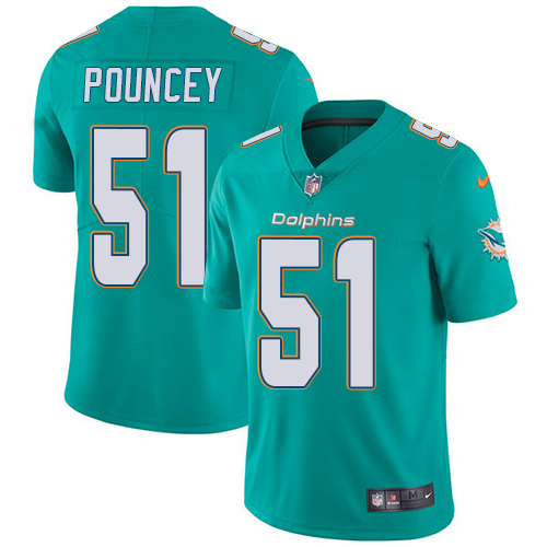 Nike Miami Dolphins #51 Mike Pouncey Aqua Green Team Color Men’s Stitched NFL Vapor Untouchable Limited Jersey