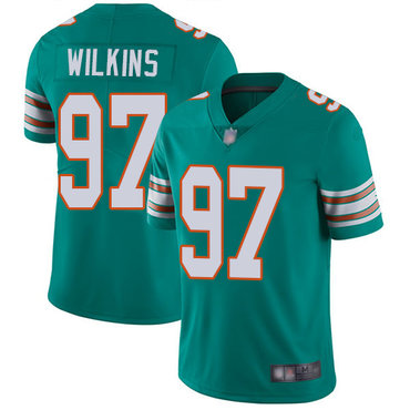 Dolphins #97 Christian Wilkins Aqua Green Alternate Men’s Stitched Football Vapor Untouchable Limited Jersey