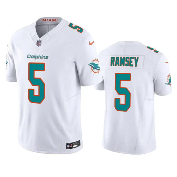 Men’s Miami Dolphins #5 Jalen Ramsey White 2023 F.U.S.E Vapor Limited Stitched Football Jersey