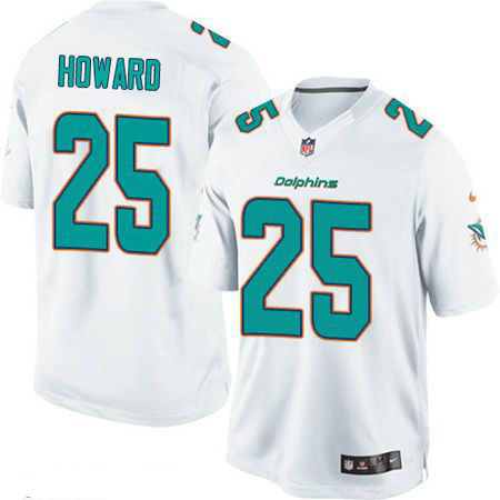 Men’s Miami Dolphins #25 Xavien Howard White Road Stitched NFL Nike Game Jersey