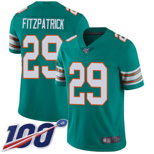 Dolphins #29 Minkah Fitzpatrick Aqua Green Alternate Men’s Stitched Football 100th Season Vapor Limited Jersey
