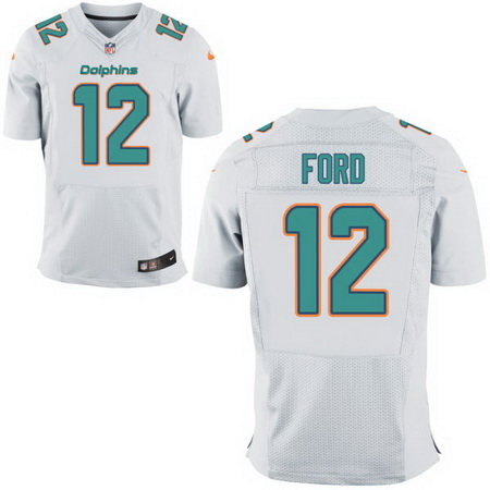 Men’s 2017 NFL Draft Miami Dolphins #12 Isaiah Ford White Road Stitched NFL Nike Elite Jersey