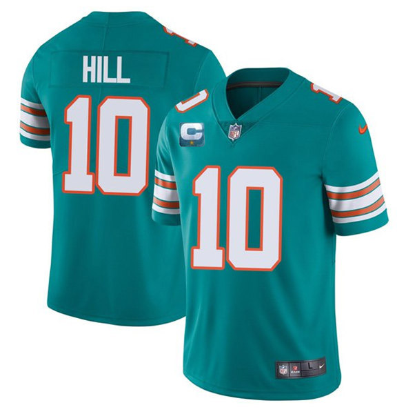 Men’s Miami Dolphins 2022 #10 Tyreek Hill Aqua With 2-star C Patch Rush Color Stitched Football Jerse