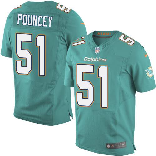 Men’s Miami Dolphins #51 Mike Pouncey Nike Aqua Green Elite Jersey
