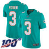 Dolphins #3 Josh Rosen Aqua Green Team Color Men’s Stitched Football 100th Season Vapor Limited Jersey