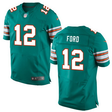 Men’s 2017 NFL Draft Miami Dolphins #12 Isaiah Ford Aqua Green Alternate Stitched NFL Nike Elite Jersey