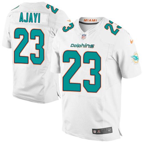 Men’s Miami Dolphins #23 Jay Ajayi White Road Stitched NFL Nike Elite Jersey