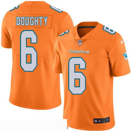 Men’s Miami Dolphins #6 Brandon Doughty Orange 2016 Color Rush Stitched NFL Nike Limited Jersey