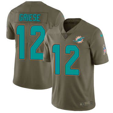Nike Miami Dolphins #12 Bob Griese Olive Men’s Stitched NFL Limited 2017 Salute to Service Jersey