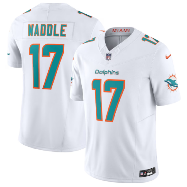 Men’s Miami Dolphins #17 Jaylen Waddle White 2023 F.U.S.E Vapor Limited Football Stitched Jersey