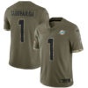 Men’s Miami Dolphins #1 Tua Tagovailoa 2022 Olive Salute To Service Limited Stitched Jersey