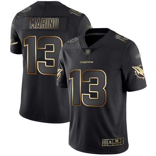 Dolphins #13 Dan Marino Black Gold Men’s Stitched Football Vapor Untouchable Limited Jersey