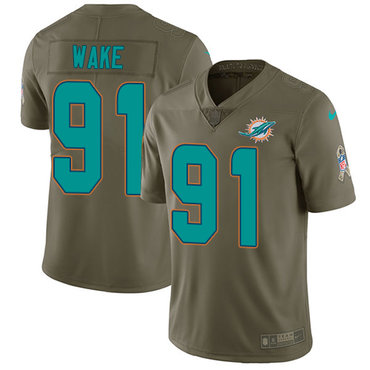 Nike Miami Dolphins #91 Cameron Wake Olive Men’s Stitched NFL Limited 2017 Salute to Service Jersey