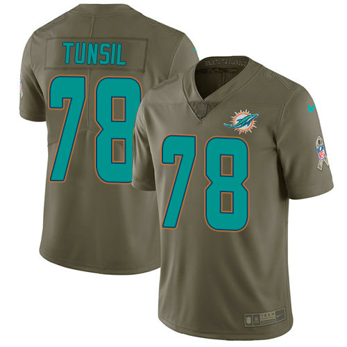 Nike Dolphins #78 Laremy Tunsil Olive Men’s Stitched NFL Limited 2017 Salute to Service Jersey